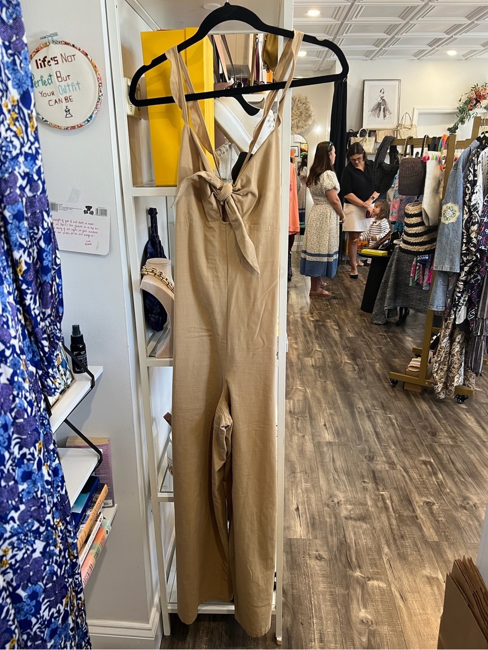 Tan Tie-Front Jumpsuit